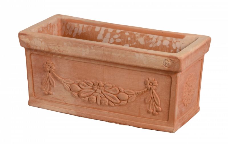 Terracotta Garland Trough made fro Galestro Clay (93L x 42W x 44Hcm)